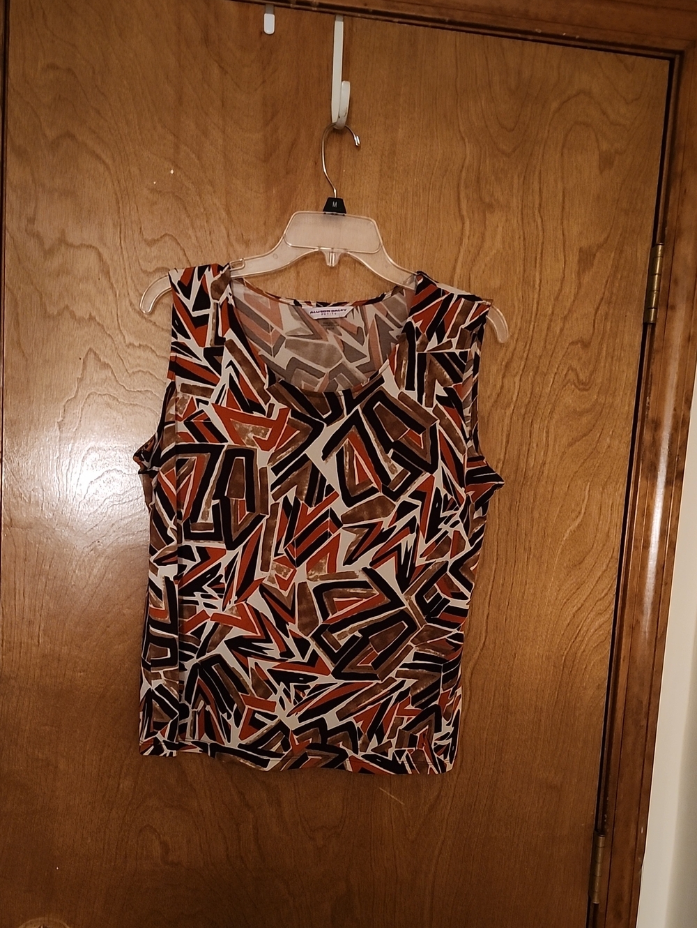 Geometric Sleeveless Blouse In Rust, Brown, Black And White